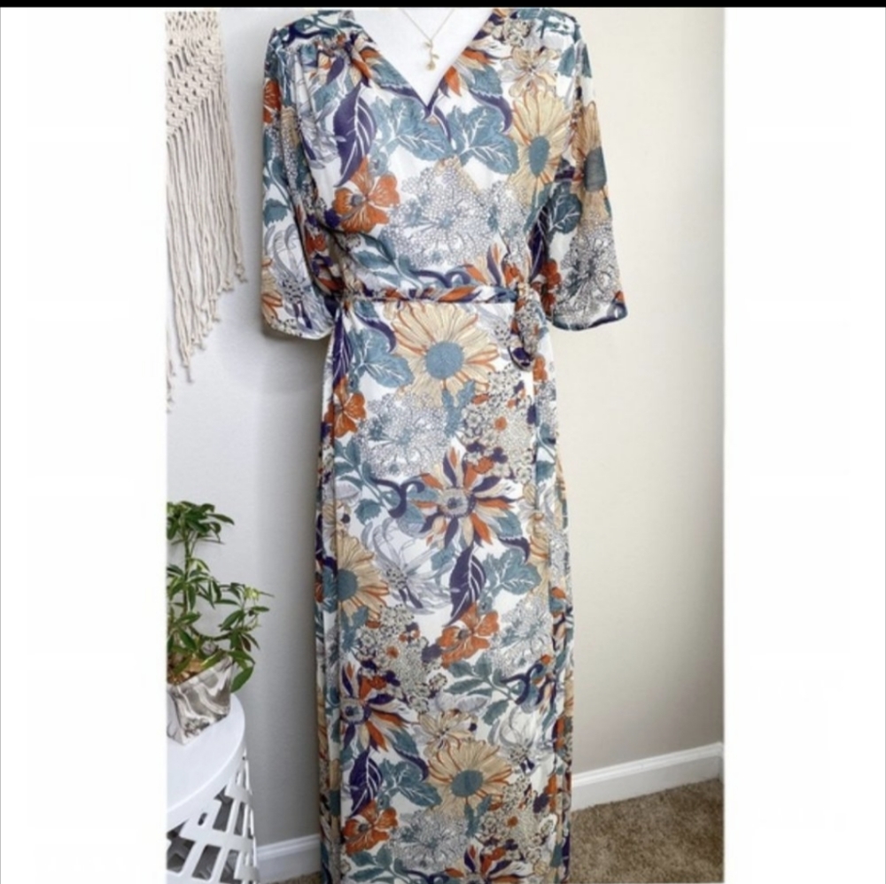 NWT Molly Bracken Floral Wrap Maxi Dress